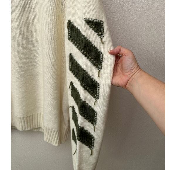 Off-White Reverse Arrow Diag Knit Crew Sweater White / Green - Picture 4 of 16
